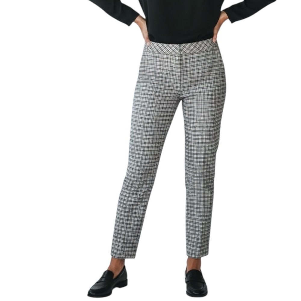 LISETTE Windowpane Slip-On Slim Ankle Pants in Gray/White Size 2—NWOT Never Worn